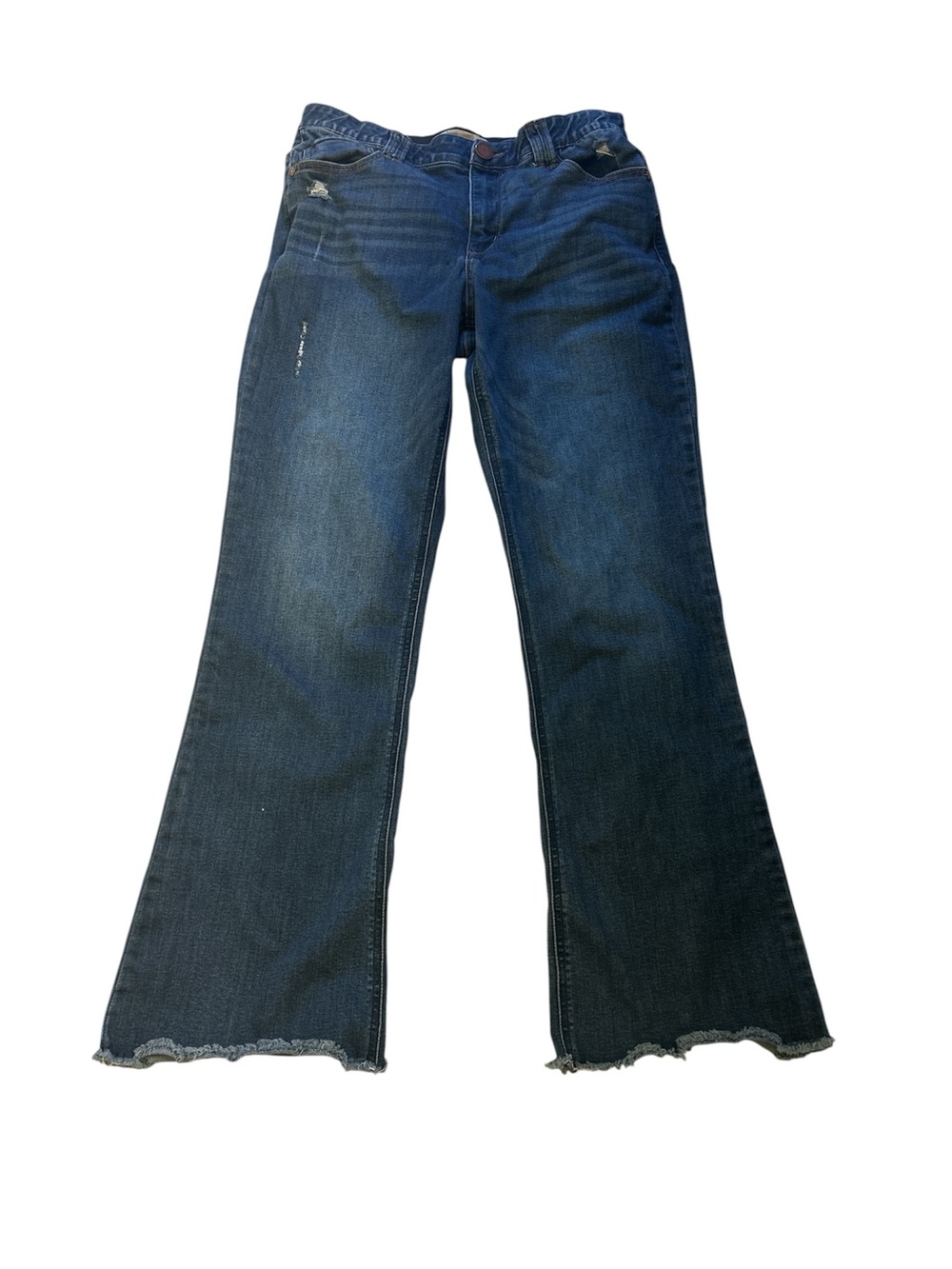 Democracy Dark Blue Flare Jeans with Raw Hem